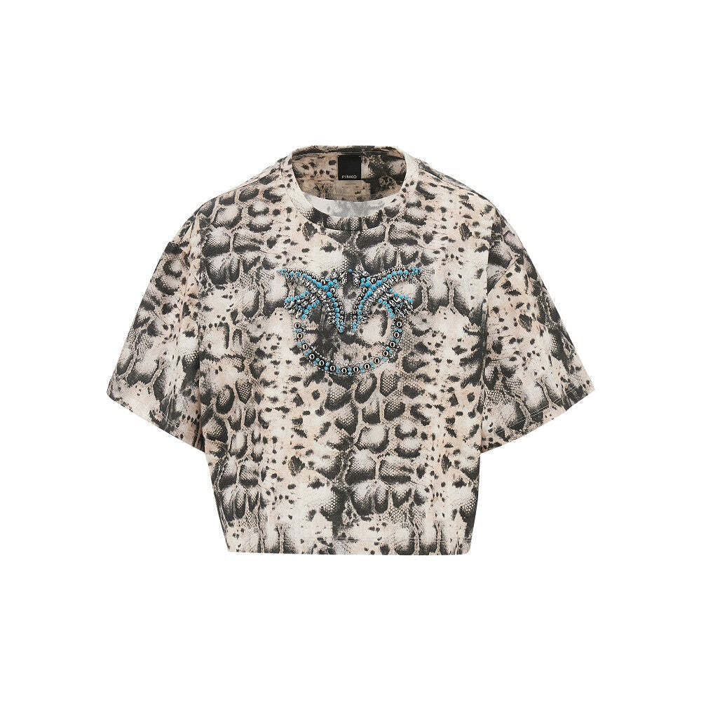 Pinko Animalier Print Cropped T-Shirt